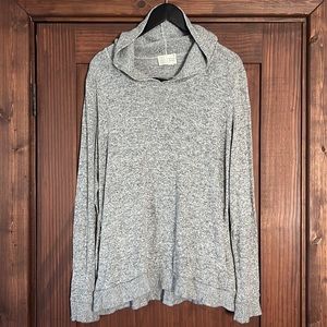 🍁 Anthro Saturday Sunday Grey knit Hoodie tunic size Xl 🍁
